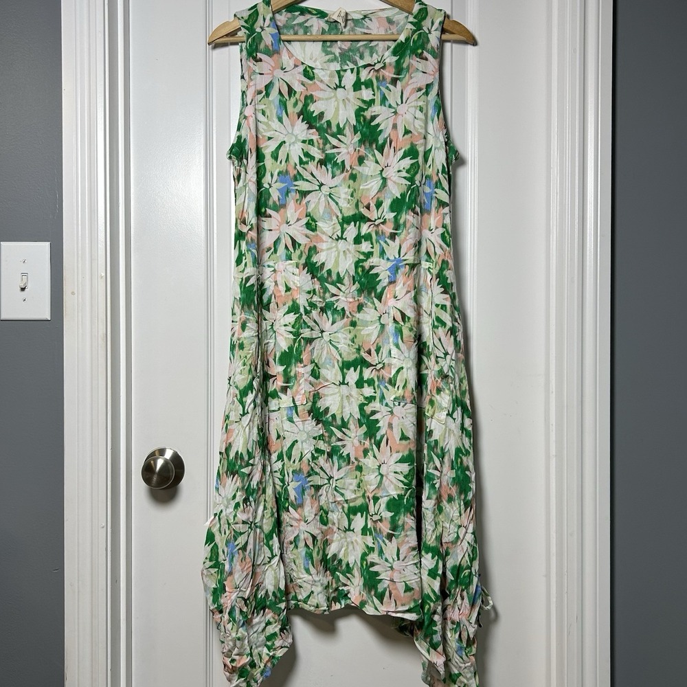 Water Lily Green Floral Maxi Dress Coastal Grandmother Italian Summer‎ Style